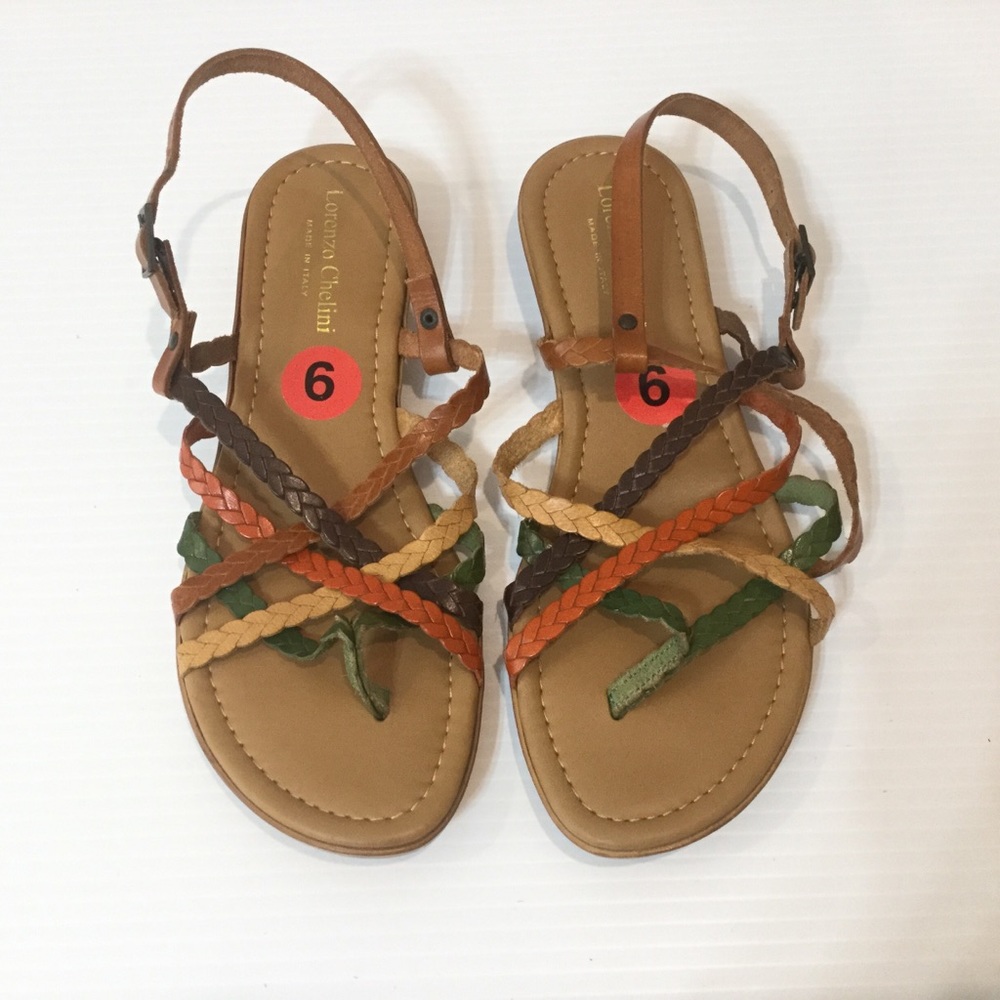 NEW Leather Strappy Sandals LORENZO CHELINI 6 - Picture 2 of 7